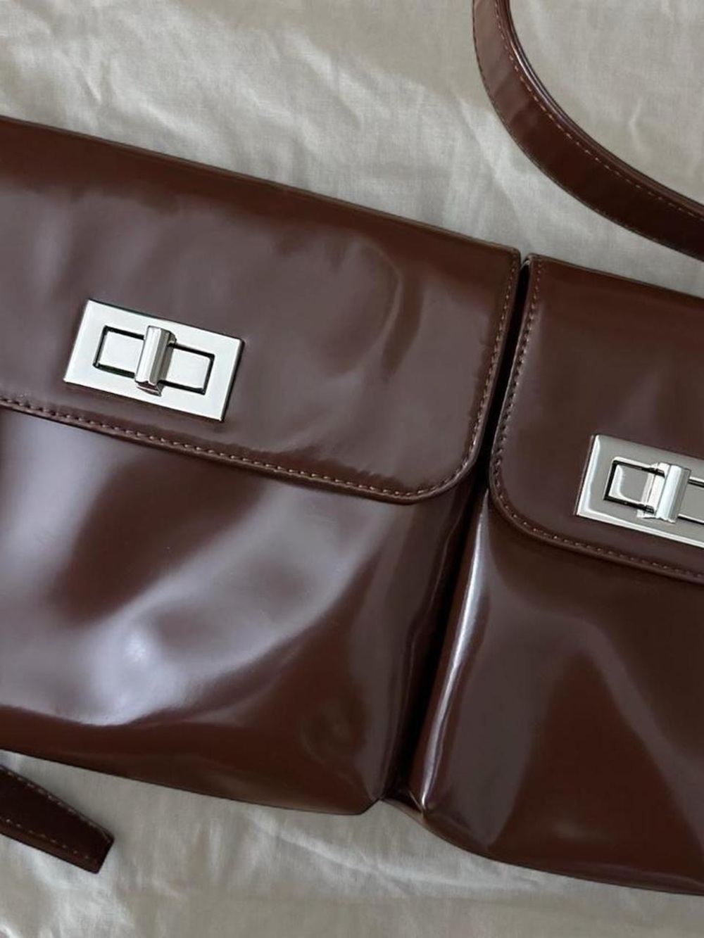 BY FAR Billy Brown Leather Shoulder Bag with Adjustable Strap - Picture 3 of 8